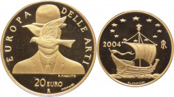 Repubblica Italiana (dal 1946) - Monetazione in Euro (dal 2001) - 20 euro 2004 "Europa delle Arti – Belgio; Rene Magritte" - Au - in confezione origin...