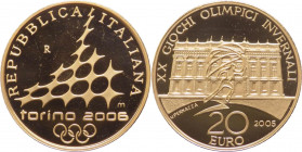 Repubblica Italiana (dal 1946) - Monetazione in Euro (dal 2001) - 20 euro 2006 "Olimpiadi Invernali di Torino" prima emissione - Au - in confezione or...