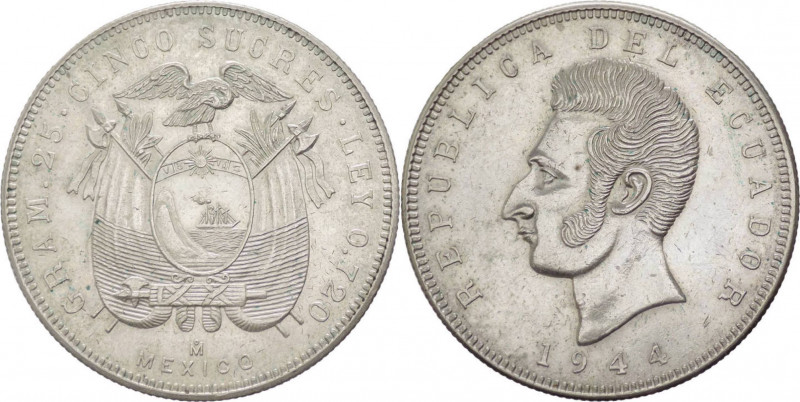 Ecuador - Repubblica (dal 1830) - 5 Sucres 1944 - KM#79 - Ag
SPL



SPEDIZI...