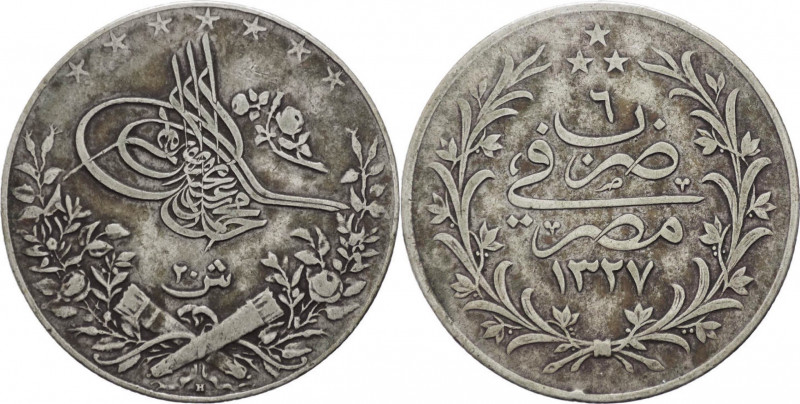 Impero Ottomano - Egitto - Mehmed V Reşâd (1909-1914) - 10 qirsh 1327 AH, anno 6...