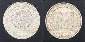 Messico - Stati Uniti del Messico (dal 1905) 10 Nuovi Pesos (5 Once) 1992 serie Aztechi precolombiani " Piedra de Tizoc" - KM# 650 - Ag - in cofanetto...