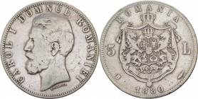 Romania - Carol I, come Domnitor (Signore) di Romania (1866-1881) - 5 Lei 1880 - KM# 12 - Ag
BB



SPEDIZIONE SOLO IN ITALIA - SHIPPING ONLY IN I...