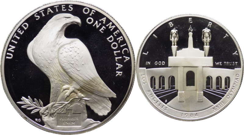 Stati Uniti d'America (Dal 1776) 1 Dollaro 1983 "XXIII Olimpiade" - Ag - in conf...