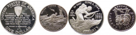 Stati Uniti d'America (Dal 1776) - set da 1 dollaro e 1/2 dollaro 1995 "50° anniversario dalla Seconda Guerra Mondiale" - Ag - in confezione originale...