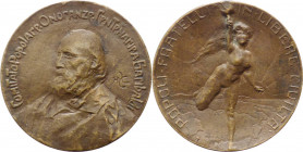 Italia - Giuseppe Garibaldi (1807-1882) - Medaglia 1907 commemorativa del primo centenario della nascita - con tedofora nuda con torcia e Italia sullo...