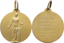 Italia - Periodo del Venennio - Medaglia "F.G.N.I. VI Concorso Nazionale Femminile" 1927 (VI) - Opus Romagnoli / Picchiani - Ag800 dorato - 31 mm; 12,...
