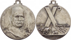 Italia - Periodo del Ventennio - Medaglia portativa del decennale della marcia su Roma, "X Rivoluzione Fascista-Meccanica Agraria- 7,45 gr; 25,3 mm - ...