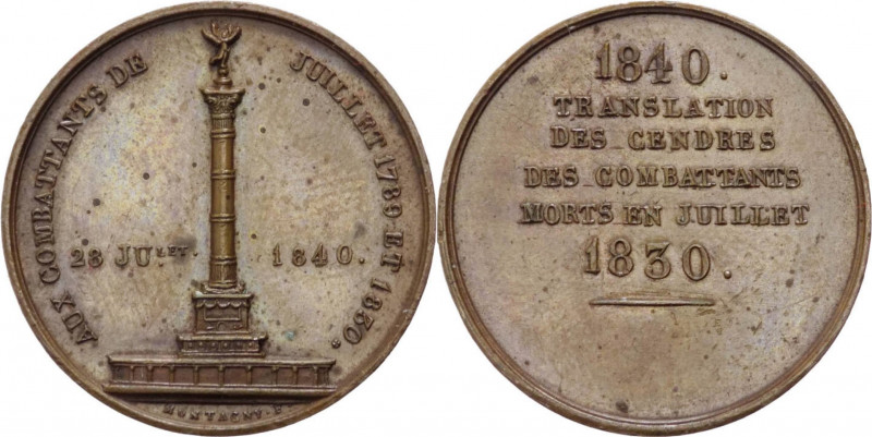 Francia - Medaglia per la traslazione delle ceneri dei caduti nei moti del 1830 ...