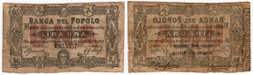 Firenze - buono fiduciario da 1 lira "Banca del Popolo in Firenze" - N° Serie: A/E 033357 - Emissione del 01/11/1868 - Gamberini 624 - Bradbury Wilkin...