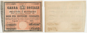 Regno d'Italia - Cassa Sociale di Prestiti e Risparmi di Napoli "Bono per cinquanta centesimi" - Serie A 350 - decreto 15.07.1866 - Gamberini Vol. II ...