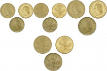 Repubblica Italiana (dal 1946) - Monetazione in lire (1946-2001) - Lotto di 3 monete da 20 lire tipo ramo di quercia 1957 (gambo del 7 più largo) /195...