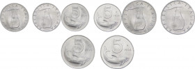 Repubblica Italiana (dal 1946) - Monetazione in lire (1946-2001) - lotto di 2 monete da 5 Lire "Delfino" 1954 con firma vicino al bordo e 5 Lire "Delf...