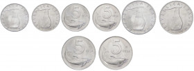 Repubblica Italiana (dal 1946) - Monetazione in lire (1946-2001) - Lotto di 2 monete da 5 lire 1954 tipo delfino - " di cui una con firma vicina e una...