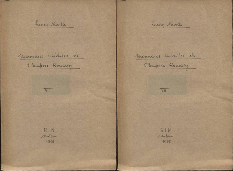 NAVILLE L. - Monnaies inedites de l’Empire Romain. Milan, 1905. Pp. 481 – 484, i...
