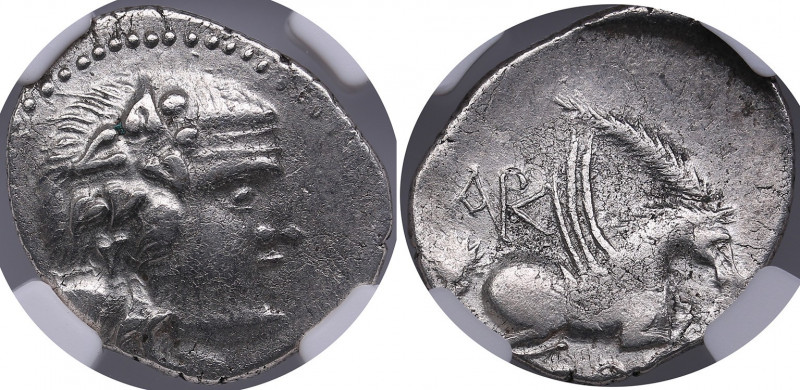 Greece, Island of Corcyra (Epirus) AR Didrachm after c. 229 BC - NGC XF
Obv Dion...