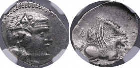 Greece, Island of Corcyra (Epirus) AR Didrachm after c. 229 BC - NGC XF
Obv Dionysus. rv Pegasus W/palm branch in mouth. Very attractive specimen. Str...