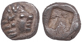 Ionia, Colophon AR Tetartemorion c. 6th Century BC - NGC AU
Obv archaic Apolla head. Rv quadripartite incuse. Magnificent small coin. Strike: 5/5, sur...