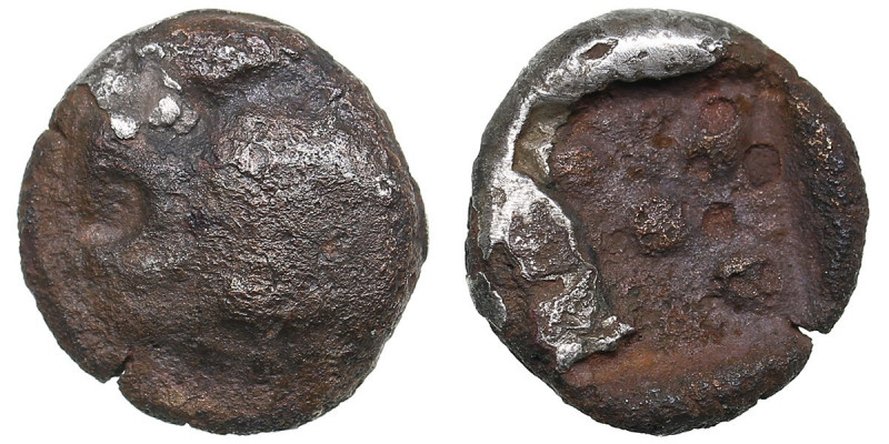 Ionia, Miletos AR Diobol circa 520-450 BC
0.74g. 8mm. VG/VG Forepart of roaring ...