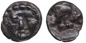 Pisidia, Selge AR Obol circa 350-300 BC
0.79 g. 9mm. VF/VF Facing Gorgoneion / Helmeted head of Athena to right.