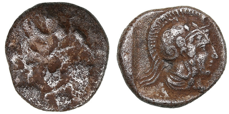 Pisidia, Selge AR Obol circa 350-300 BC
0.96g. 10mm. F/VF Facing Gorgoneion / He...
