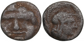 Pisidia, Selge AR Obol circa 350-300 BC
0.83g. 10mm. VF/VF Facing Gorgoneion / Helmeted head of Athena to right.