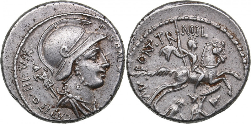 Roman Republic AR Denarius - Fonteia. P. Fonteius P.f. Capito (55 BC)
4.02g. 18m...