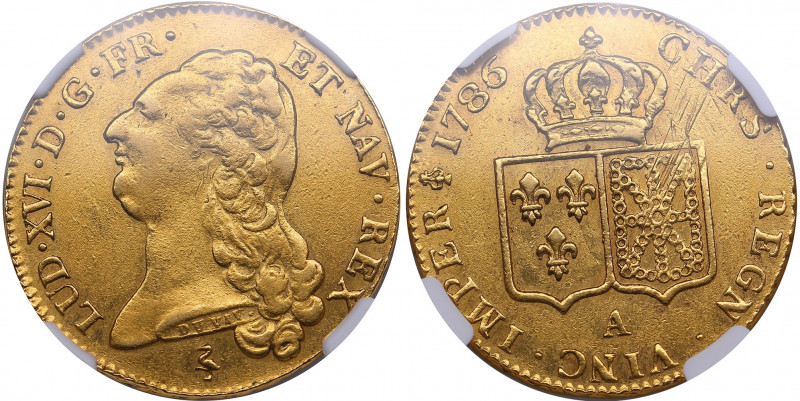 France 2L'OR (Double Louis d'or à la tête nue) 1786 A - NGC AU 55
Paris. Very be...