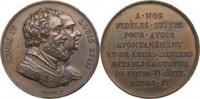 France medal Restauration of Henri IV statue
20.64g. 33mm. AU/AU A NOS FIDELES SUJETS POUR AVOIR SPONTANEMENT ET DE LEURS DENIERS RETABLI LA STATUE DE...