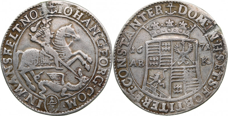 Germany, Mansfeld 1/3 thaler 1671
9.01g. VF/VF The coin has been mounted. Sold a...