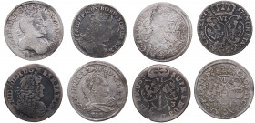 Germany, Poland 6 groschen 1680, 1682, 1683, 1757 (4)
Various condition. Sold as is, no return.