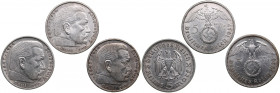 Germany, Third Reich 5 reichsmark 1935, 1937, 1939 (3)
VF-XF. Sold as is, no return.