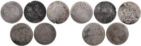 Poland 6 groschen 1654?, 1664, 1666, 1667 (5)
Various condition. Sold as is, no return.