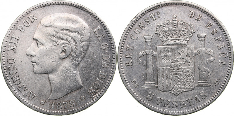 Spain 5 pesetas 1878
24.72g. VF/XF-