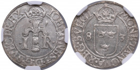 Sweden 1/2 öre 1583 - Johan III (1568-1592) - NGC MS 65
TOP POP. The highest graded piece at NGC. Only example awarded this grade by NGC. Fantastic lu...