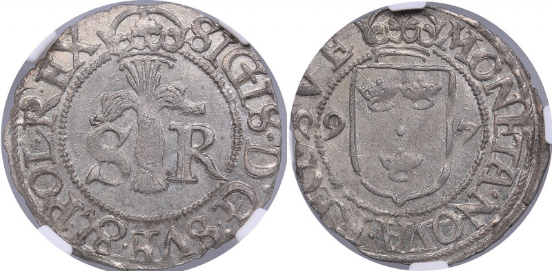 Sweden 1/2 öre 1597 - Sigismund (1592-1599) - NGC MS 64
TOP POP. The highest gra...