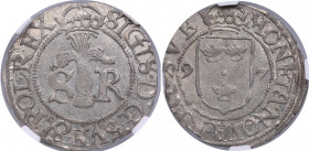 Sweden 1/2 öre 1597 - Sigismund (1592-1599) - NGC MS 64
TOP POP. The highest graded piece at NGC. Only example awarded this grade by NGC. Fantastic lu...