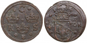 Sweden 1/4 öre 1634 - Kristina (1632-1654)
11.57g. VF/VF