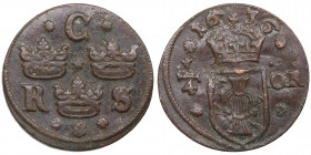 Sweden 1/4 öre 1636 - Kristina (1632-1654)
9.79g. XF/VF
