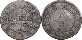Sweden, Stralsund 1/24 taler 1674 - Karl XI (1660-1697)
1.50g. VF/VF SB-73a.