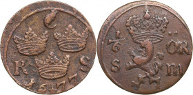 Sweden 1/6 öre 1677 - Karl XI (1660-1697)
7.05g. VF-/VF-