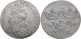 Sweden 2 mark 1694 - Karl XI (1660-1697)
10.44g. VF/XF