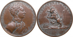 Sweden medal for the Death of Carl XII at the Siege of Fredriksten by Johann Carl Hedlinger, 1718
37.44g. 52mm. VF/VF CAROL XII D G R SVEC - O CCVB D ...