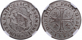Switzerland, Bern 1/2 Batzen 1753 - NGC AU 58
TOP POP. The highest graded piece at NGC. Only example awarded this grade by NGC. Beautiful lustrous spe...