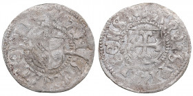 Riga schilling - Michael Hildebrand and Wolter von Plettenberg (1500-1509)
0.94g. XF/VF Mint luster. Haljak 381.