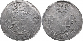 Riga 1/2 mark 1555 - Wilhelm Markgraf von Brandenburg & Heinrich von Galen (1551-1556)
5.48g. XF/XF Haljak 428 var.
