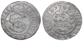Riga, Poland solidus 1597 - Sigismund III (1587-1632)
0.97g. AU/AU