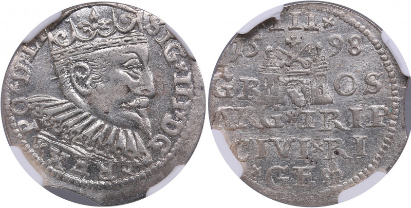 Riga, Poland 3 grosz 1598 - Sigismund III (1587-1632) - NGC MS 63
Very attractiv...