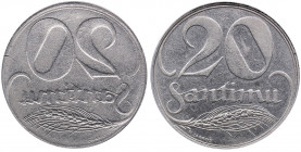 Latvia 20 santimu 1922 - ANACS AU 55
Full brockage. Beautiful lustrous specimen. First Republic of Latvia mint errors are very rare and similar error ...