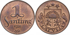 Latvia 1 santims 1928
1.80g. UNC/UNC KM-1.