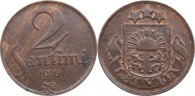 Latvia 2 santimi 1928
1.96g. UNC/UNC